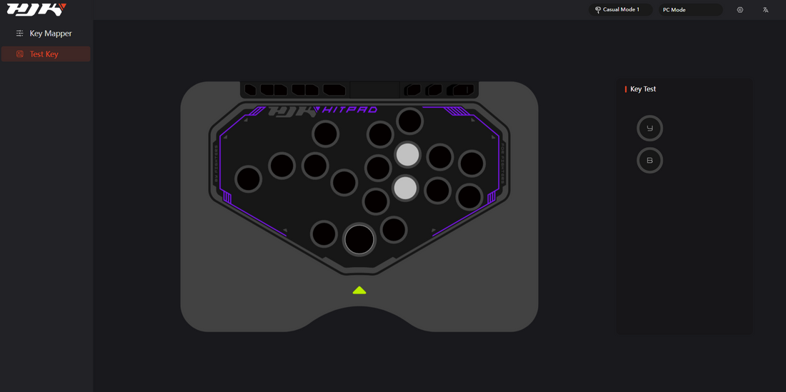 a SOCD key setup page of a leverless controller
