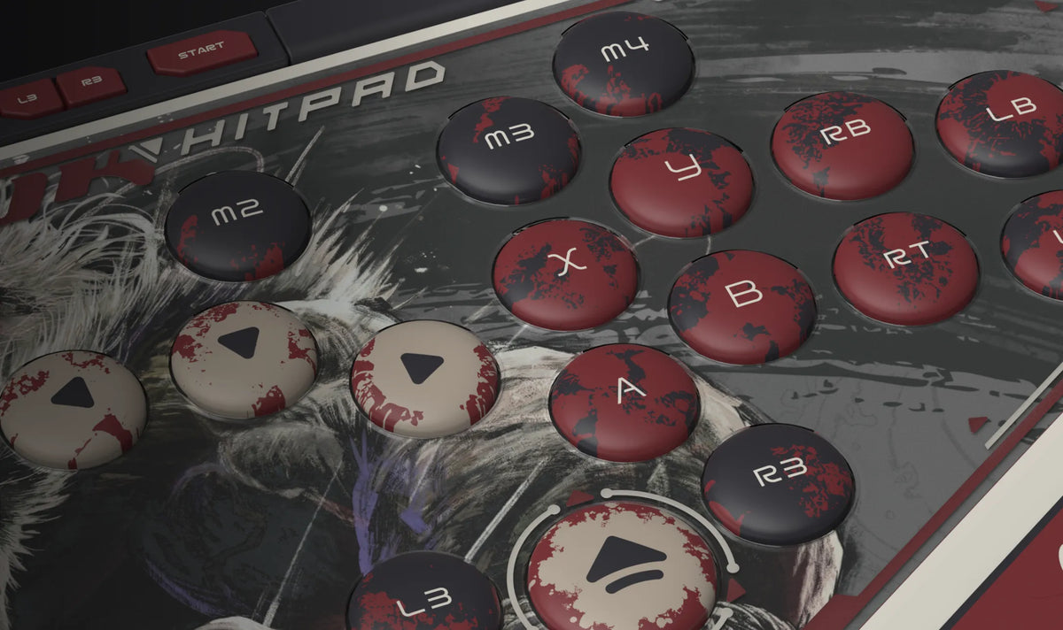 HJK Hitpad Akuma leverless controller - buttons close-up
