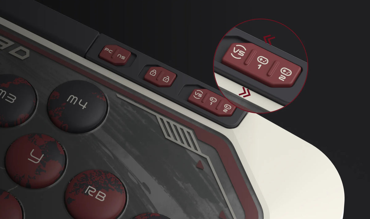HJK Hitpad Akuma leverless controller - play / tournament switch close-up