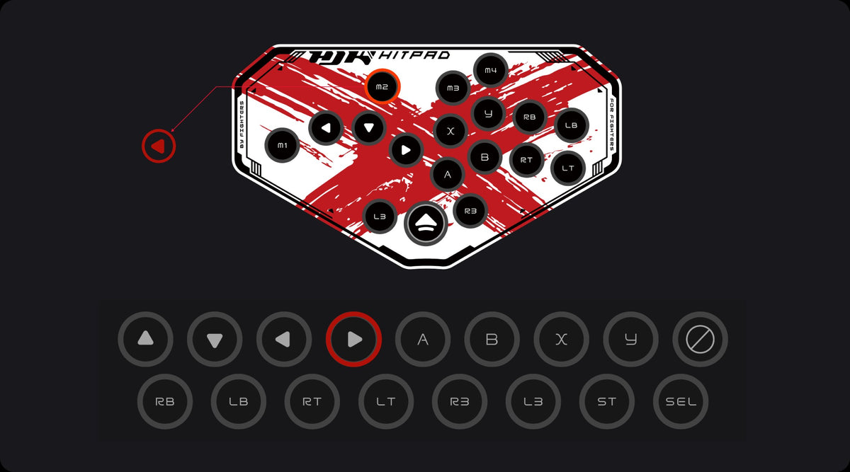 HJK Hitpad Blood Pact leverless controller - button layout diagram