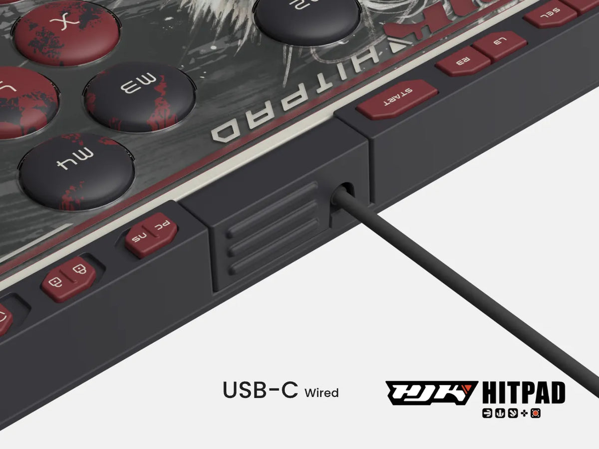 usb-c cable connected to hitpad akuma leverless controller
