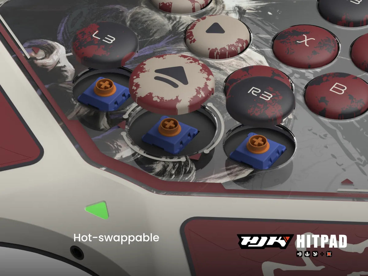 hot-swappable buttons on hjk hitpad akuma leverless controller