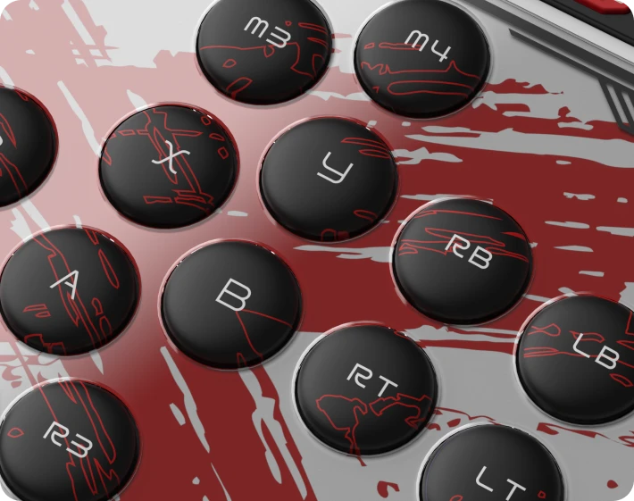 HJK Hitpad Blood Pact leverless controller - buttons close-up