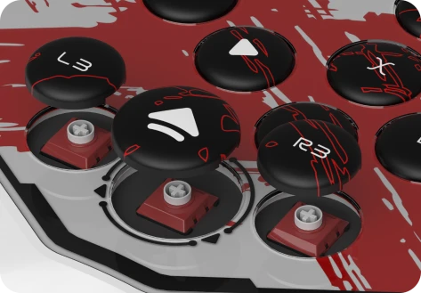 HJK Hitpad Blood Pact leverless controller - buttons close-up