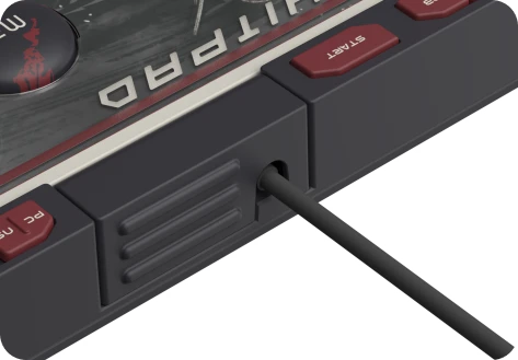 HJK Hitpad Akuma leverless controller - USB-C port close-up